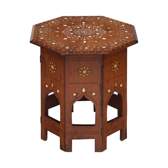 Indian Side Table from Hoshiarpur with Bone Inlay