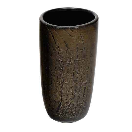 Black and Avventurina Murano Glass Vase, In Stock