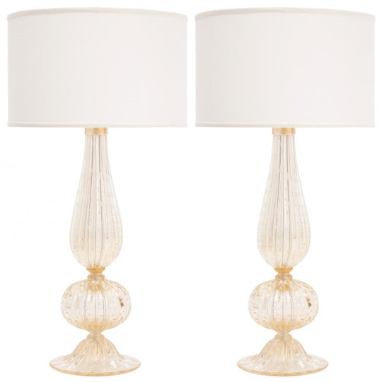 Pair of Murano Pulegoso Glass Lamps