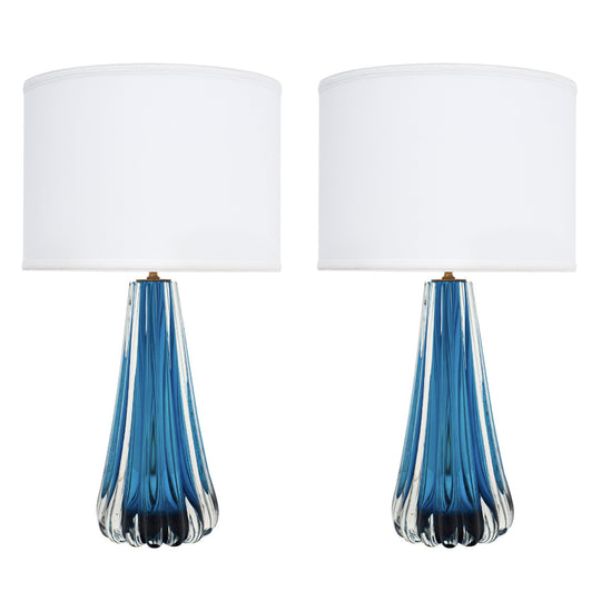 Murano Glass Mirrored Aqua Lamps