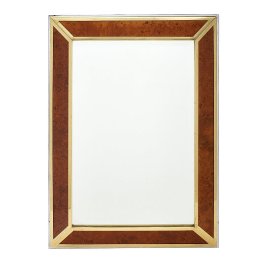 Modernist French Burled Wood Mirror