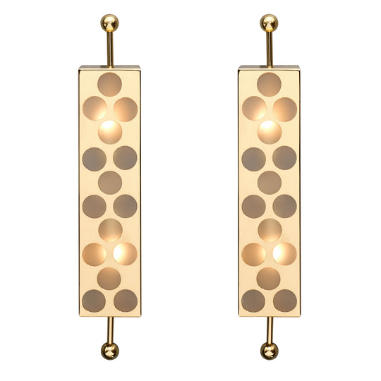 Perforated Brass and Frosted Murano Glass Sconces