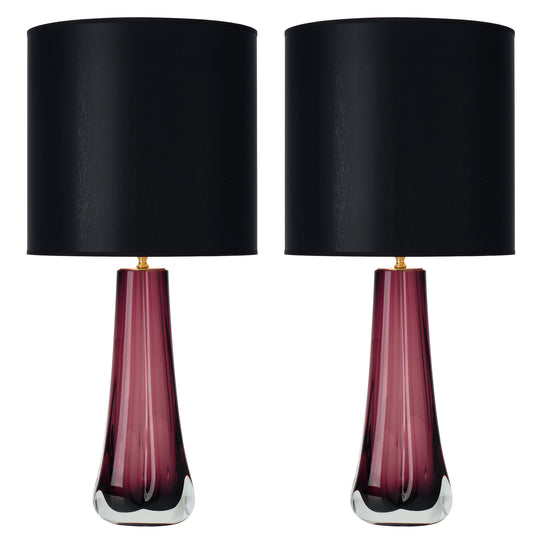 Dark Amethyst Murano Glass Lamps