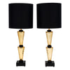 Murano Glass Gold and Black “Specchiato” Lamps