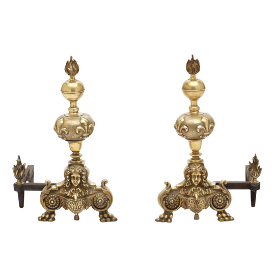 French Bronze Antique Andirons