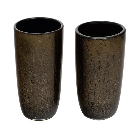 Black and Avventurina Murano Glass Vases