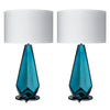 Blue “Specchiate” Murano Glass Lamps