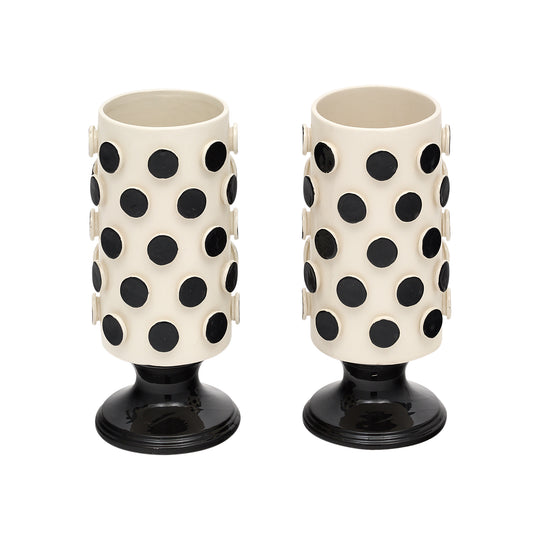 Italian Ceramic Modernist Black and White Vases