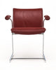 Set of Red Leather and Chrome Armchairs