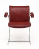 Set of Red Leather and Chrome Armchairs