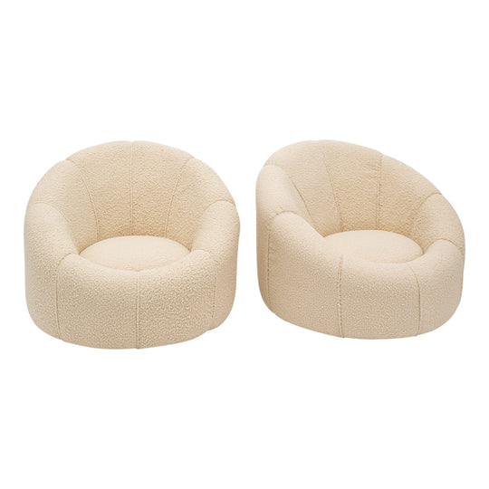 Round Modernist Style Pair of Armchairs