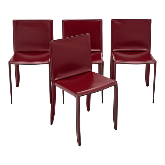 Set of Four Leather  Chairs by Cattelan Italia