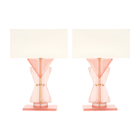 Murano Glass Pink Geometric Totem Lamps
