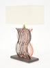 Murano Glass Ridged Pink and Gray Lamps