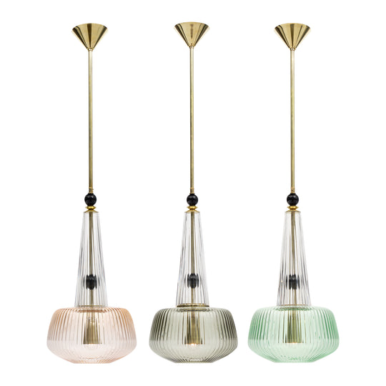 Set of Murano Glass Ridged Pendants in the style of Ettore Sottsass