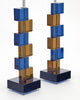 Murano Glass Tobacco and Blue Cubist Lamps