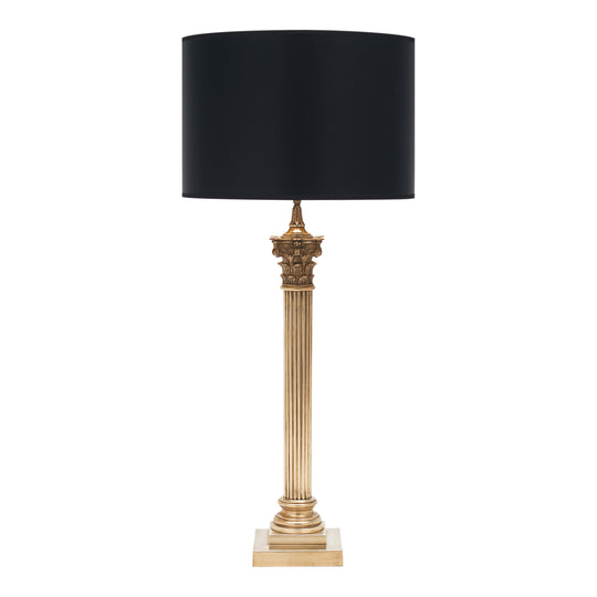 Neoclassic Brass Column Table Lamp