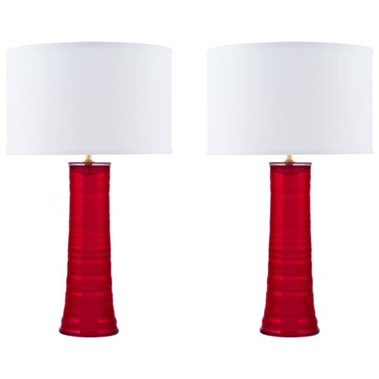 Murano Cherry Red Mirrored Glass Lamps