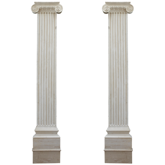 Neoclassic Pair of Hand Painted Oak Pilasters
