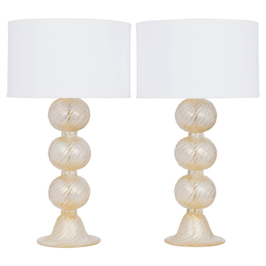 Pair of Murano “Avventurina” Glass Lamps