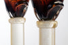 Murano Amber & Avventurina Glass Candlesticks