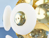 Murano White Glass Orbs Brass Chandelier