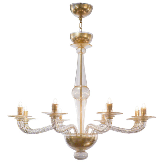 Gold-Flecked Murano Avventurina Glass Chandelier