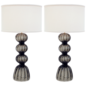 Pair of Murano Fumato Gray Glass Lamps